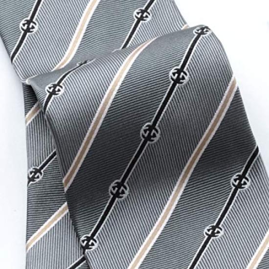 Gucci Gray Tie, Stripes, GUJ-828 [Used]