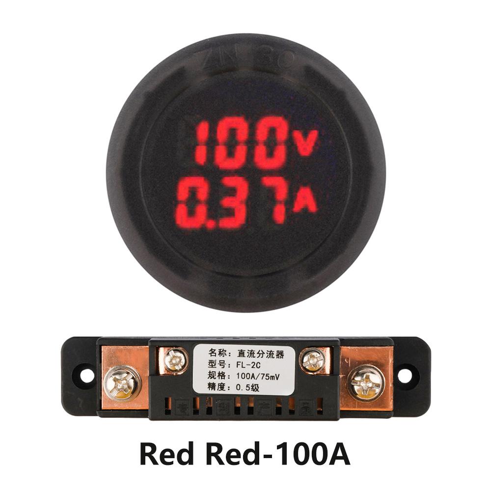 DC5-100V Digital Voltmeter LED Digital Display Circular Voltmeter Car Voltage Current Meter Volt Detector Tester Monitor Panel