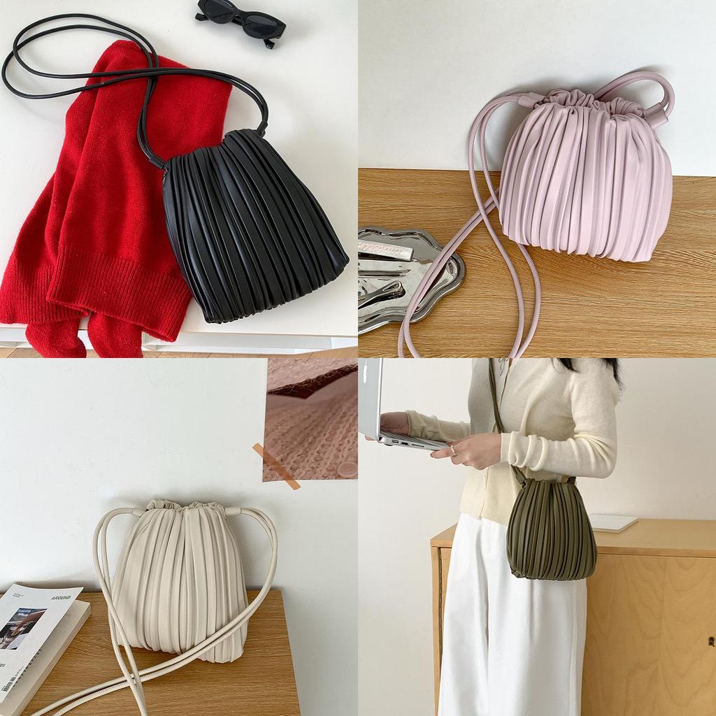 Pu Pleated Crossbody Bag With Magnetic Closure For Daily Casual Use