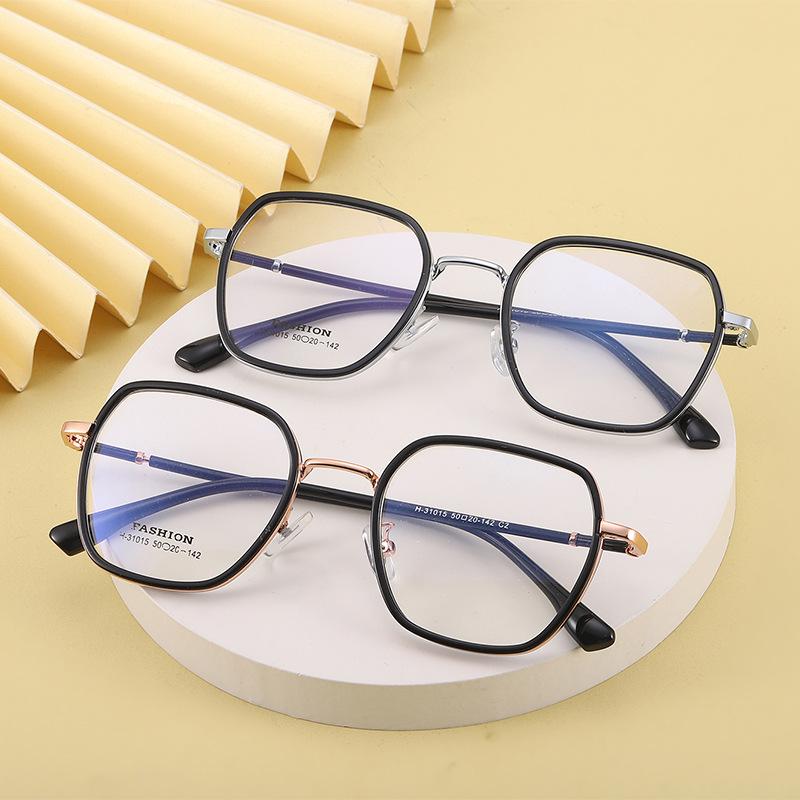 

Винтажные очки в оправе, простые золотые капсулы, смешанная оправа для очков, многоугольная оправа для очков, оправа для близорукости