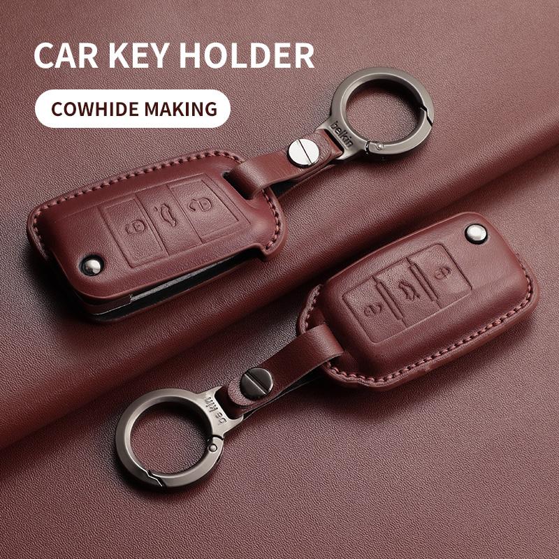 Leather Car Key Case Cover for Volkswagen VW Polo Golf7 MK7 Tiguan Passat Golf Jetta Lavida Car Remote Key Case Shell Accessorie