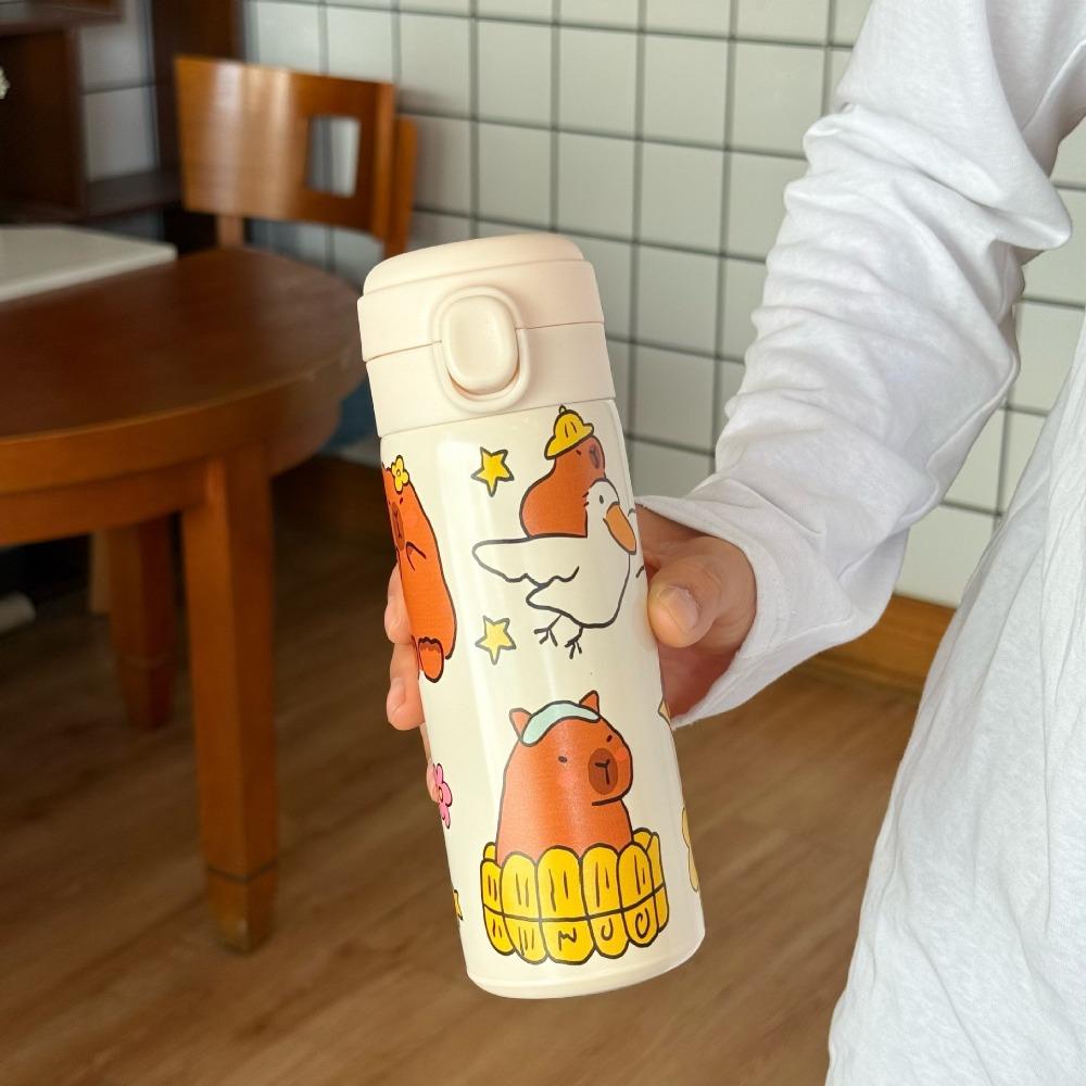 Portable 420ML Capybara Insulated Cup Large Capacity Keep Cold/Hot Vacuum Flask 304 Stainless Steel Leak-proof Thermal Mug
