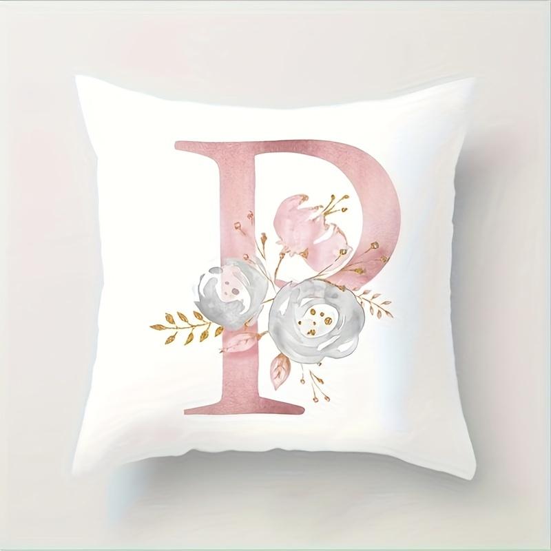 Abc Letter Floral Alphabet Decorative Pillow Cover Indoor Outdoor Party Farmhouse Home Decor Peach Skin Monogram Aesthetic Art
