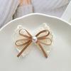 Hairpin Embroidery Lace Ribbon Bowknot Decor Hair Clip with Imitation Pearls Bangs Ponytails Buns Hair Accessories