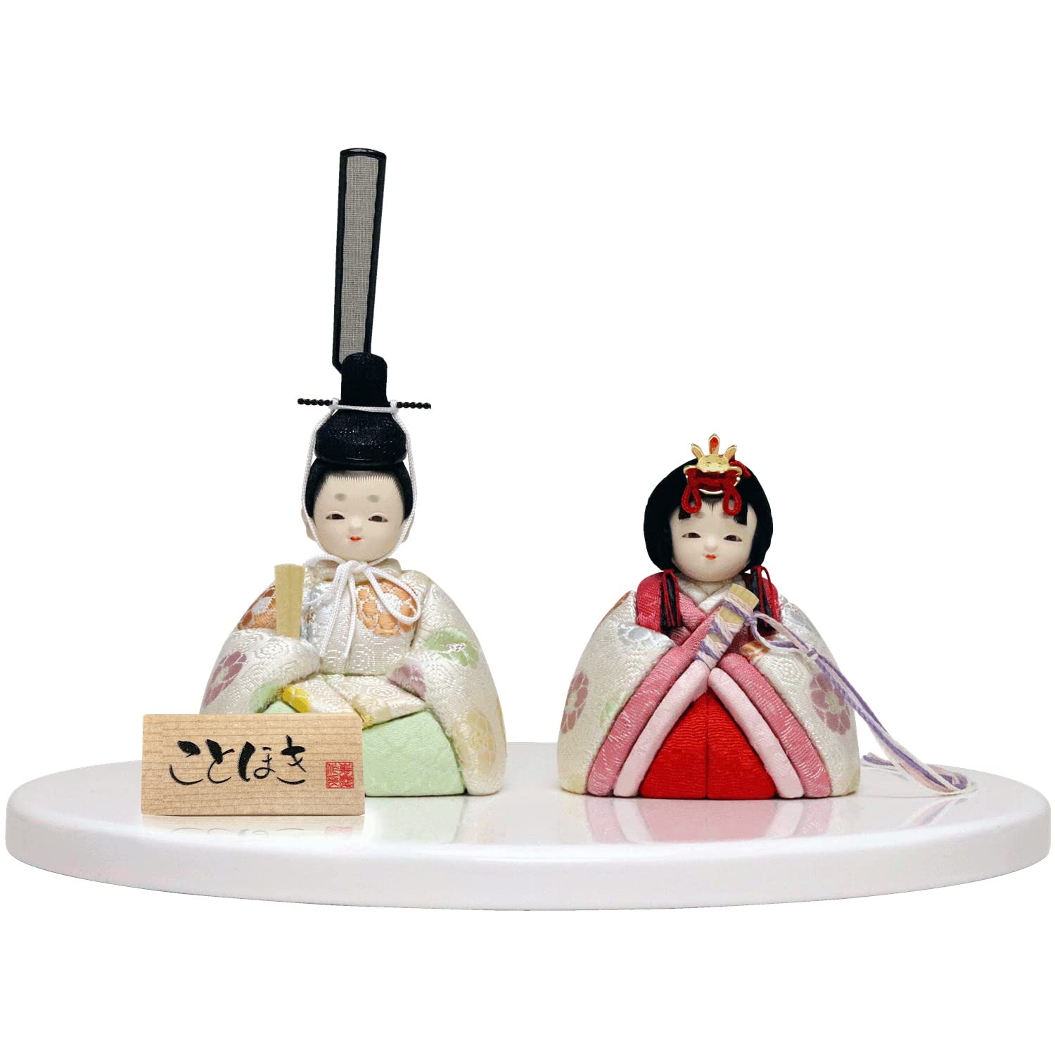 

Hina Wooden Doll with Round Doll, Kotohoki Haruka Tray, White, KTH-3201D1 белый