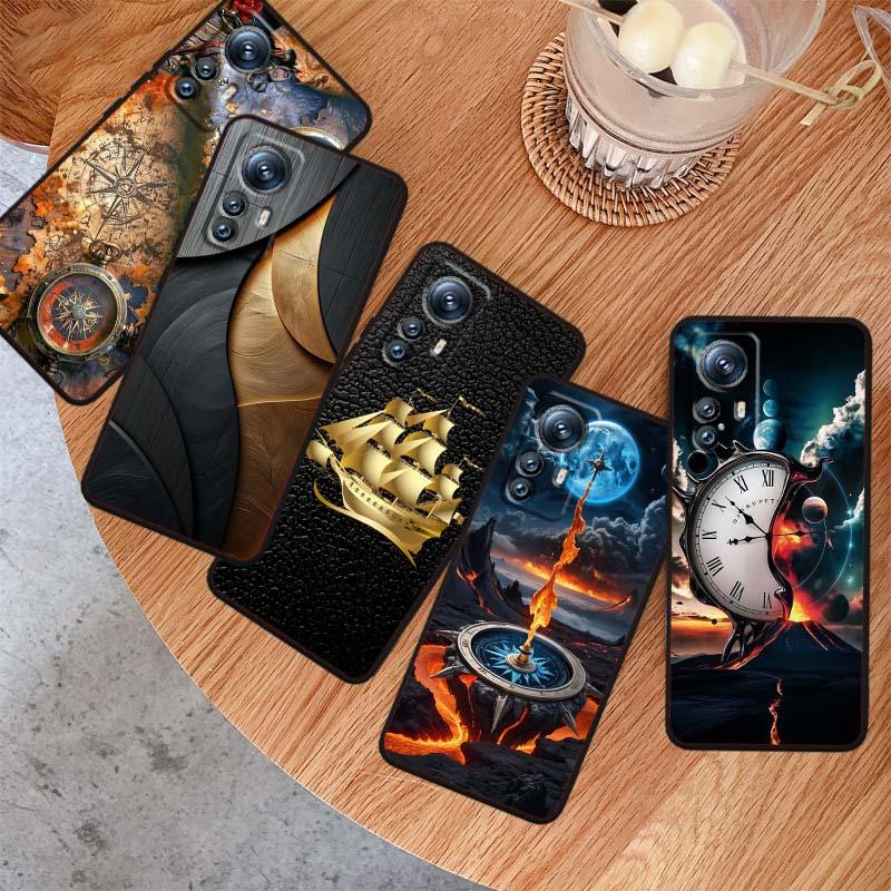 Vintage compass illustration Phone Case For Xiaomi Mi 15 14 13 13T 12 12T 12S 11 11i 11T Pro Ultra Lite 5G Black Soft