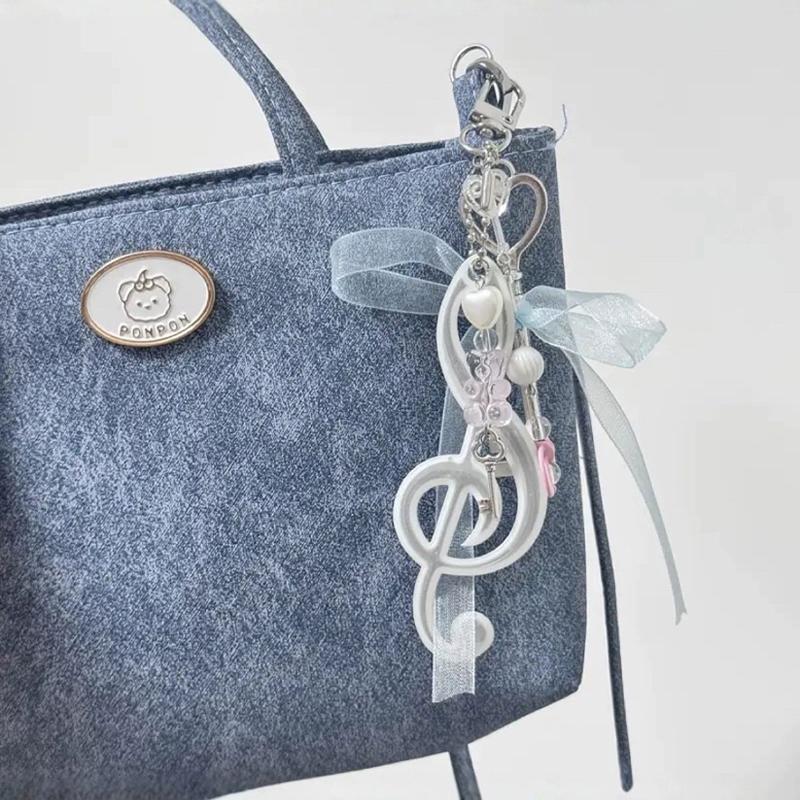 1 Piece Creative Key Ornament Bag Pendant Resin Bowknot Note Keychain For Youthful Adults And Music Enthusiasts Present