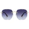Frameless Trimmed Square Sunglasses Women'S Round Face Plain Sunglasses Gradual Change Sunglasses