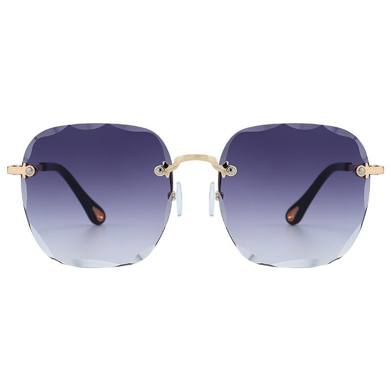 Frameless Trimmed Square Sunglasses Women'S Round Face Plain Sunglasses Gradual Change Sunglasses