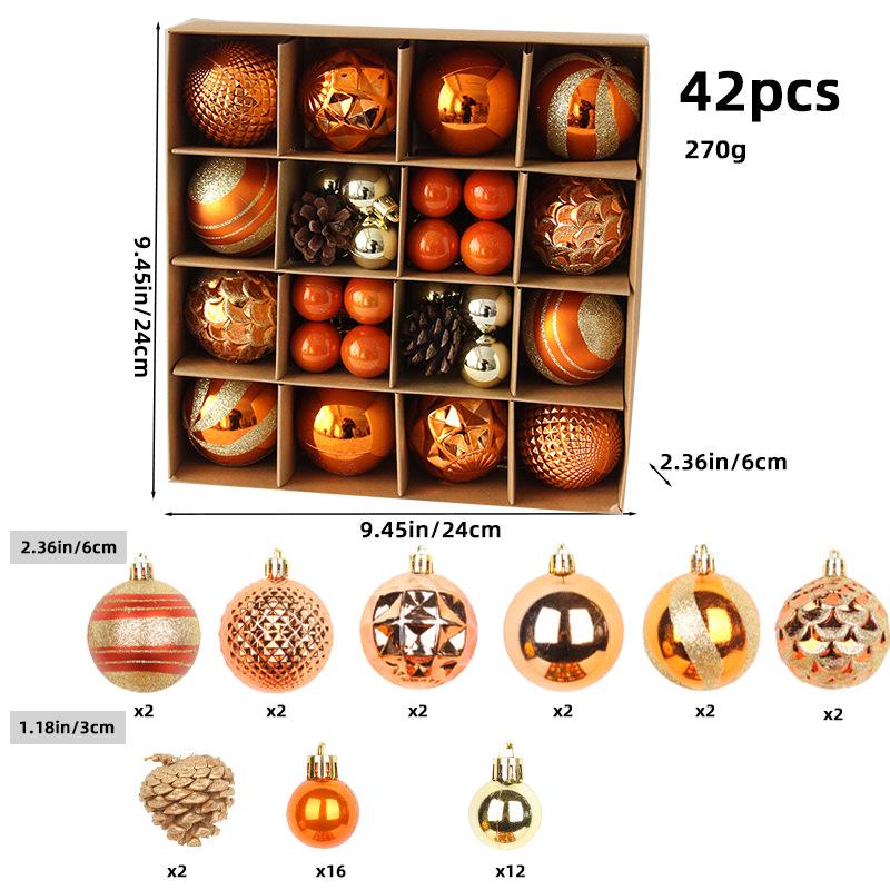 6CM Electroplated Irregular Painted Christmas Ball Ornaments Gift Box Set - Tree Hanging Decorations