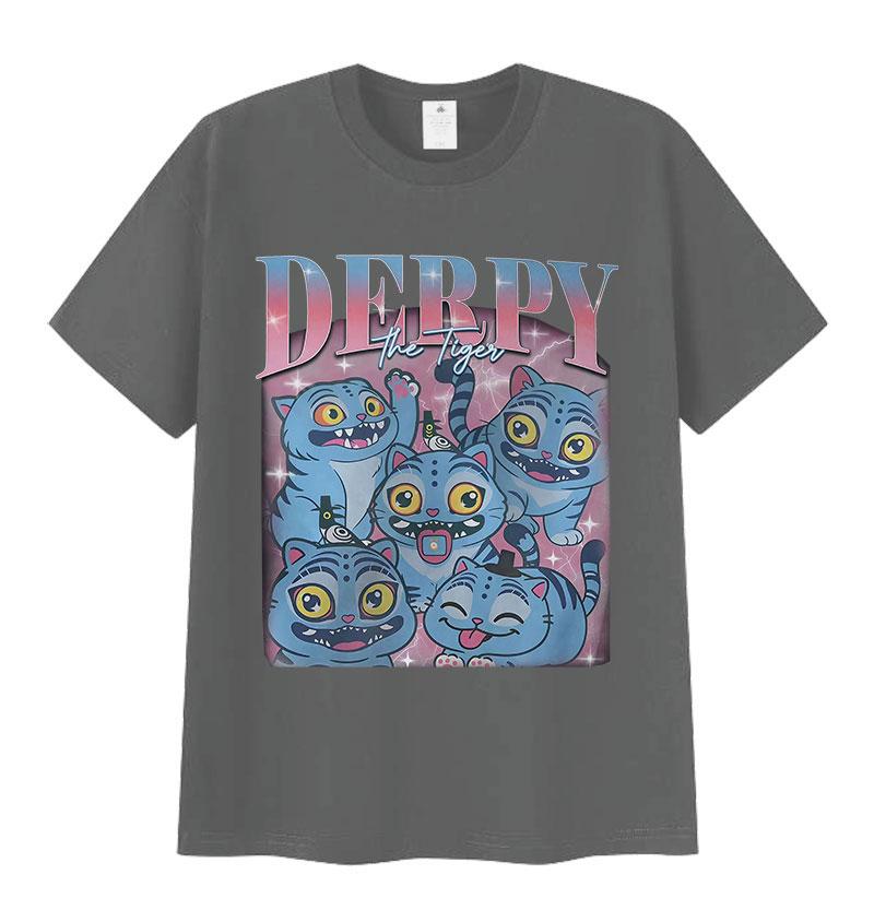 Funny Derpy Tiger Kpop Demon Hunters Movie 2025 Summer Graphic 100 Pure Cotton Printed Tshirt Mens Women Oversized Streetwear