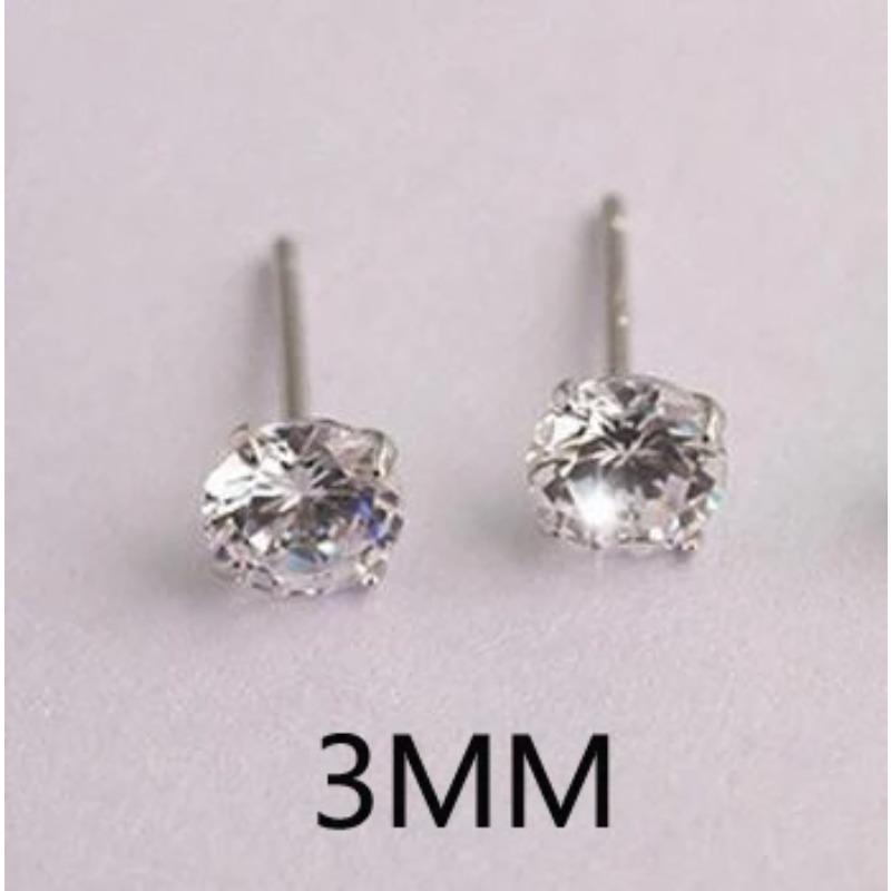 2/3/4/5/6/7/8mm Round Lab Diamond Earrings 100% Real 925 Silver Earrings For Women Small Screw Stud Earrings