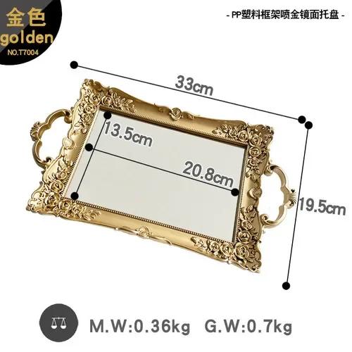 Скандинавская Легкая Роскошь Инс Золотой Поднос для Хранения Современная Квадратная Стеклянная Зеркальная Тарелка для Торта Креативный Ретро Реквизит для Фото Декоративная Тарелка