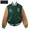Polo Ralph Lauren [Regular Nacional] Jaqueta Varsity Inspirada em Lã com Mangas de Couro Verde / Marrom XXL Usada