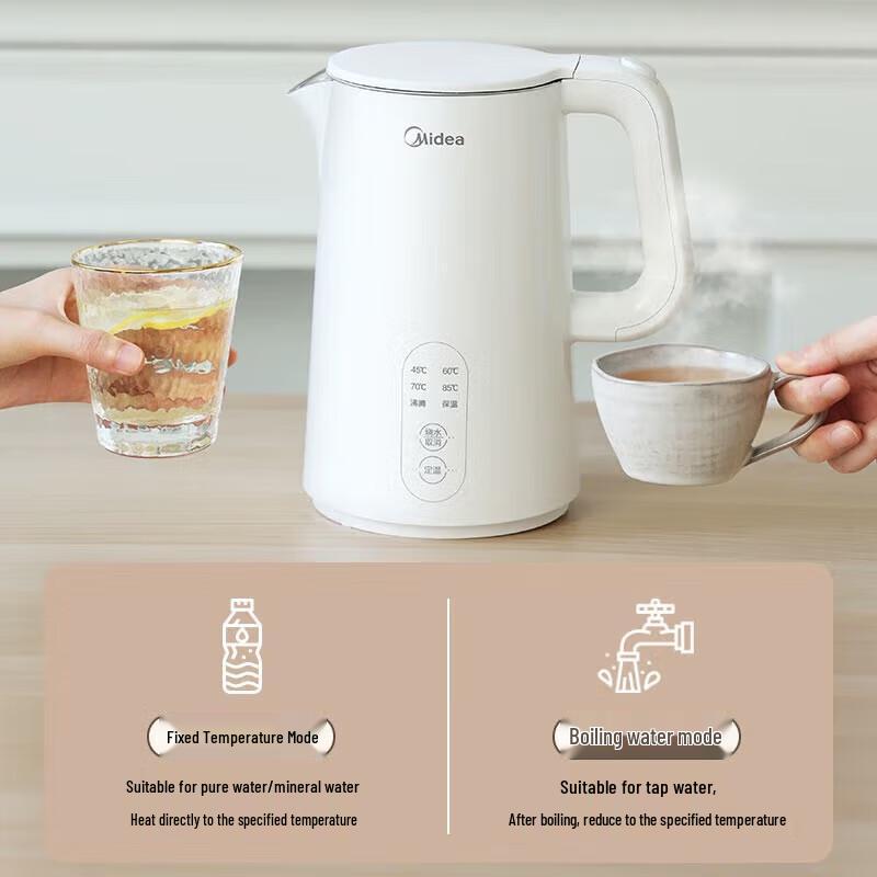 Midea 1.5L 316L Stainless Steel Electric Kettle with Temperature Control CN plug (adapter included)