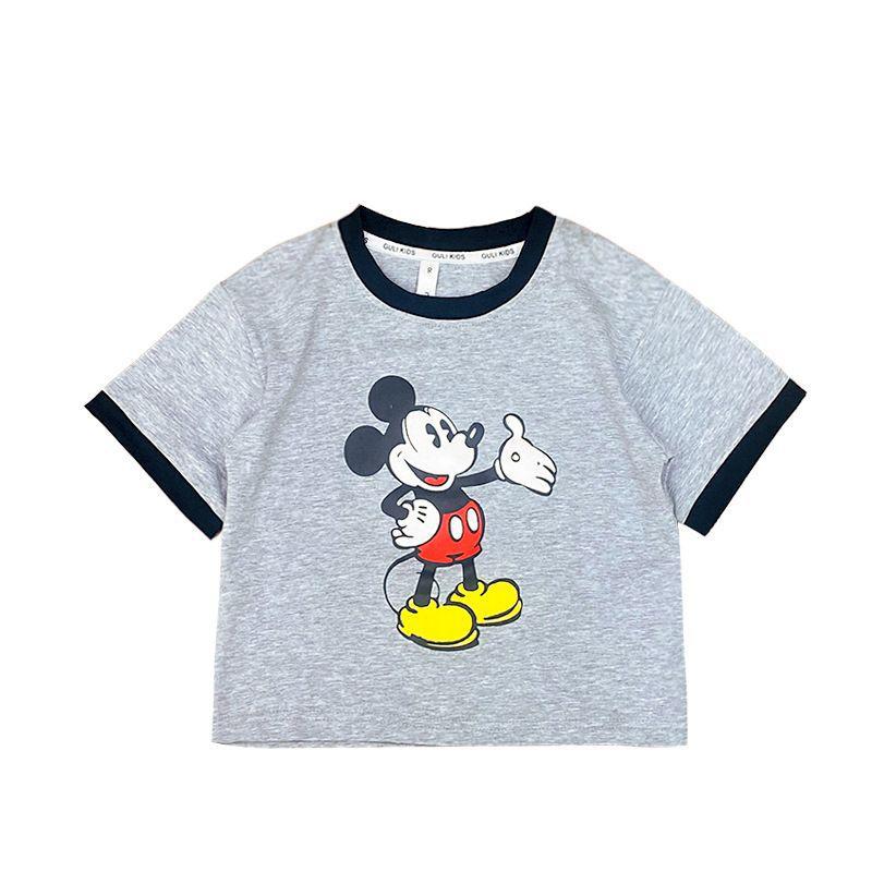 Summer Pure Cotton Kids Cartoon T Shirt Boys Girls Loose Short Sleeve Top 80