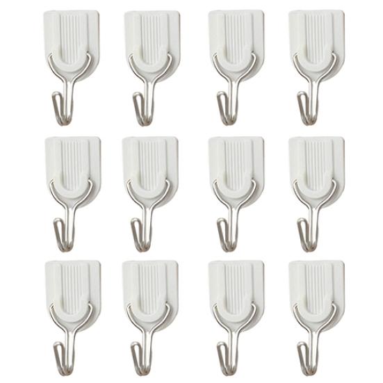12Pcs Self Adhesive Bathroom Kitchen Stick On Wall Door Towel Holder Hook Hanger