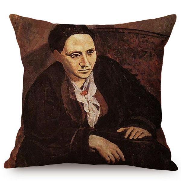 Famous Character Portrait Vintage Oil Painting Art Sofa Pillow Case Cotton Linen Luxury Gallery Chair Decorative Cushion Cover