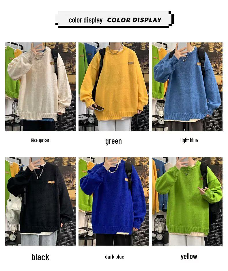 Men's Trendy Loose Knit Sweater - Warm Autumn/Winter Round Neck Pullover Cardigan