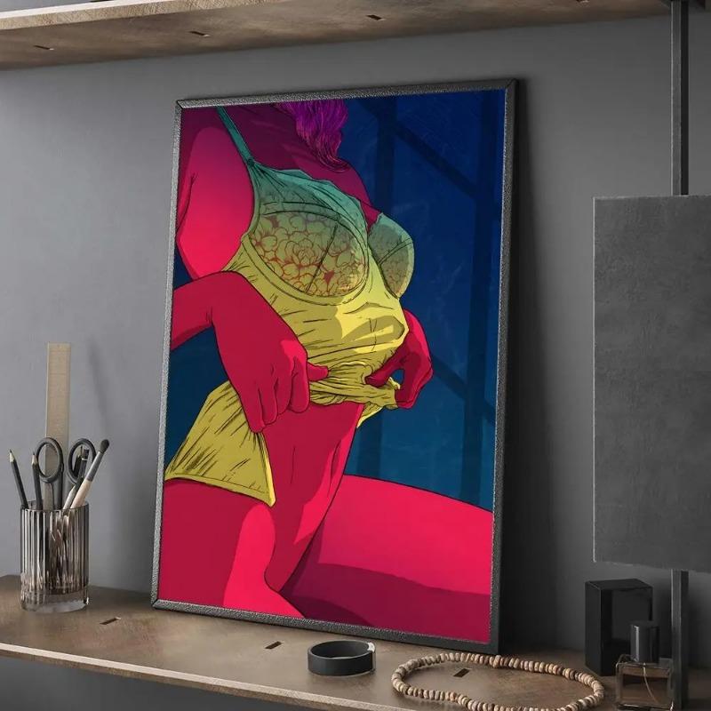 Pintura de Lienzo Abstracta Sexy Mujer Desnuda Hombres Póster Pintura Decorativa de Pared para Sala de Estar Bar Gaming
