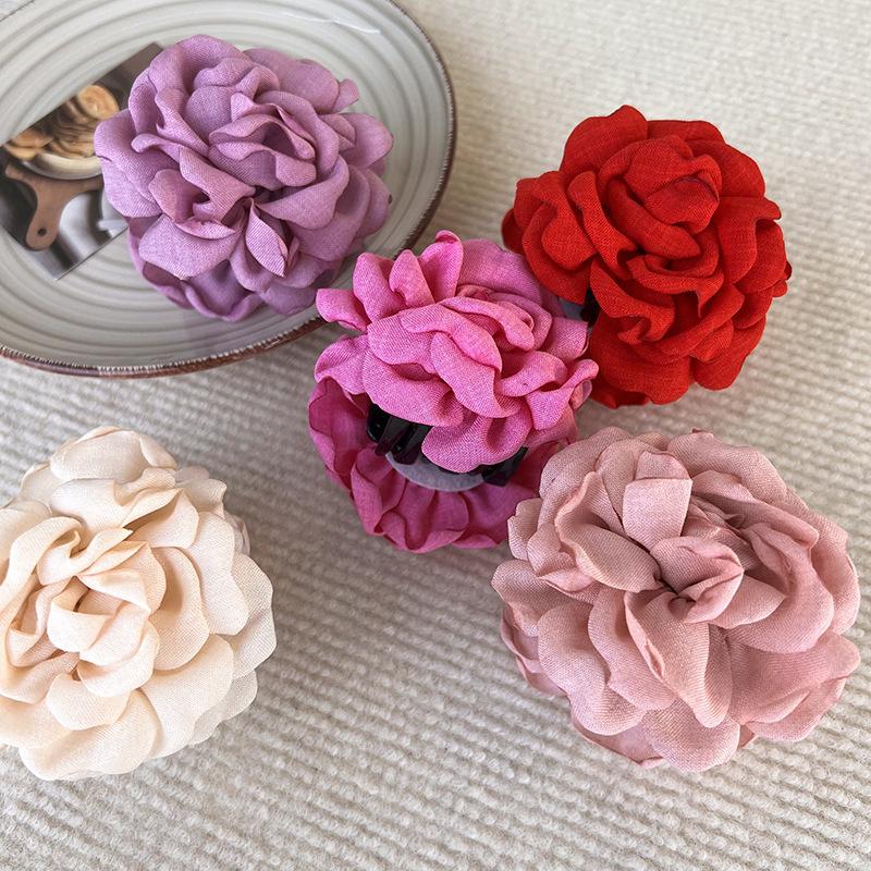 Barrette Floreali Romantiche Rosa Francese per Capelli Posteriori Donna Clip a Pinna di Squalo Presa Ampia Clip Allentata Copricapo