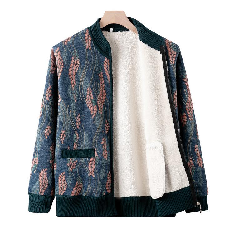 

Новый осенне-зимний велюровый кардиган для мамы, бабушки среднего и пожилого возраста, толстый топ-кардиган, вязаный свитер, свитер для пожилых мужчин 4XL