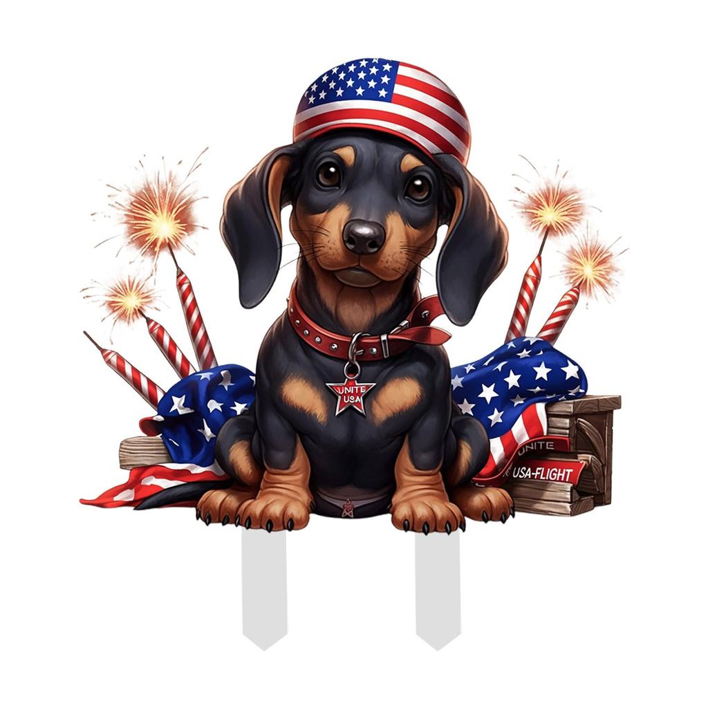 Independence Day Creative Dachshund Ground Plug Courtyard Garden Layout Plug Decoration