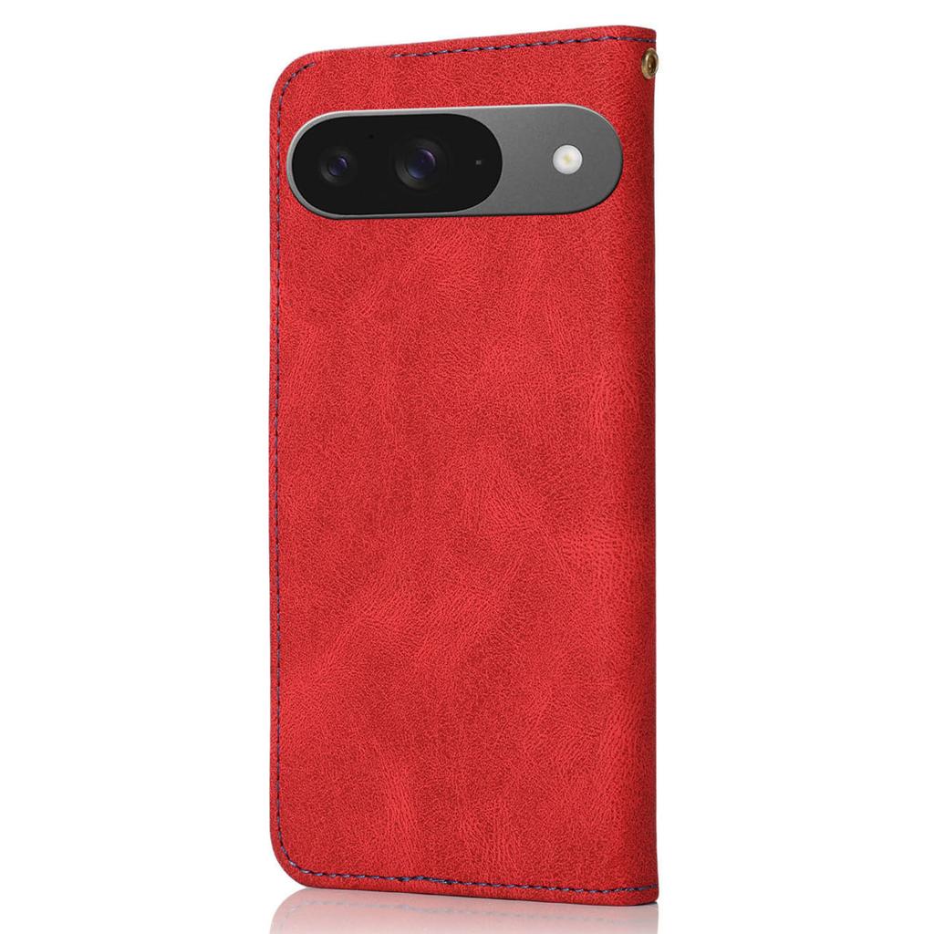 For Google Pixel 9/Pixel 9 Pro Cover Color Splicing Wallet Stand Leather Phone Case with Wrist Strap