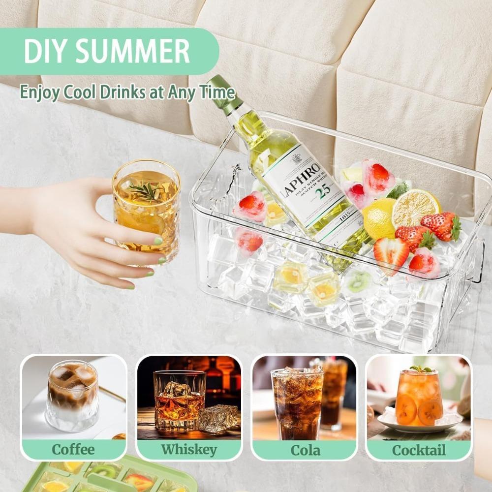 34/68 Grid Ice Cube Mold Push Type Easy To Take Ice Cube Bucket Multifunctional Ice Maker Refreshing Ice Cube Ice Box