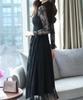 Sueeya Lace Long Ruffle Long Perfect for and Size M Women's Dress, Sleeves, Flared, All-Over Print, Cute, High-Waisted, Slimming, Stylish, Sheer,