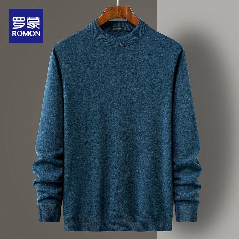 ROMON Men's Classic Thickened Wool Cashmere Pullover Sweater