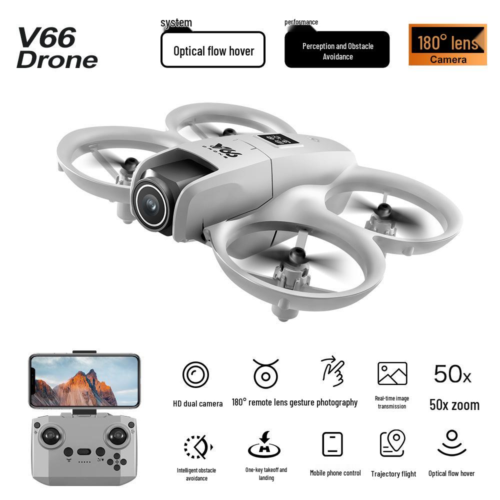 V66 Optical Flow Drone: HD Aerial Photography, Obstacle Avoidance, Four-Axis Remote Control Toy Aircraft
