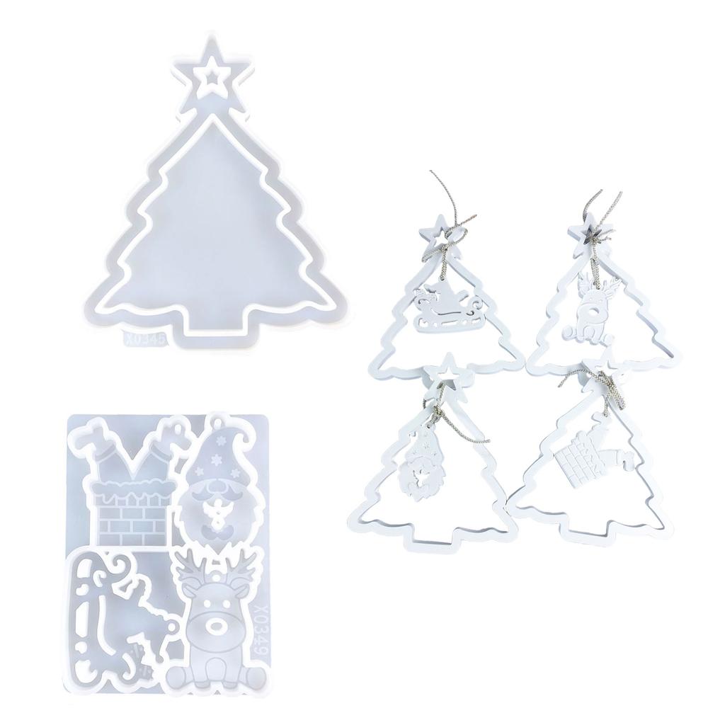 2Pieces Christmas Tree Decoration Moulds Christmas Pendant Mould Silicone Crafting Tool Easy To Clean Silicone Texture