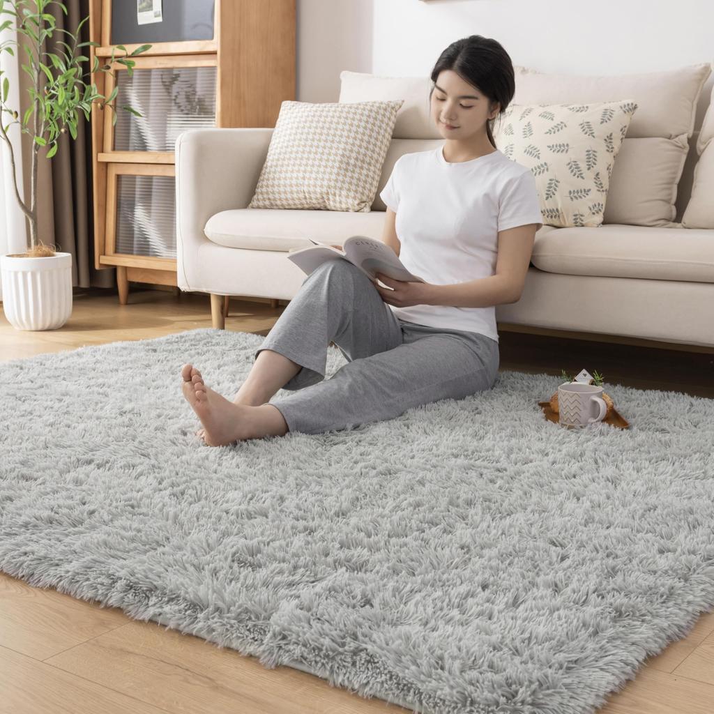 Softime Carpet Rug Shaggy Rug 185 X 185cm 2 Tatami Washable All Season Rug Antibacterial Odor Resistant Mite Resistant Fluffy Living Mat Floor Heating