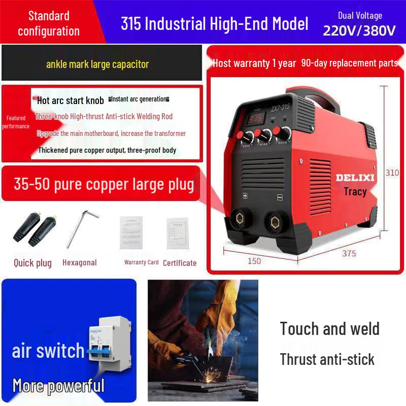 Delixi Dual Voltage Electric Welder 250/315/400A, Industrial Grade, 220V/380V, All-Copper, Automatic.