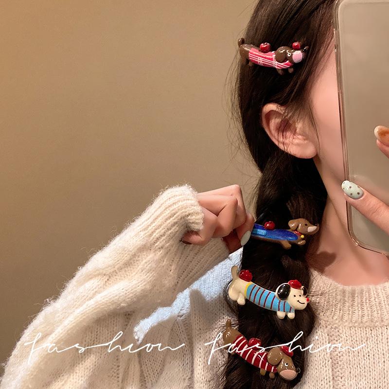Dachshund Puppy Hairpin Less Cute Side Duck Bill Sweet Hairpin Bangs Cartoon Headdress