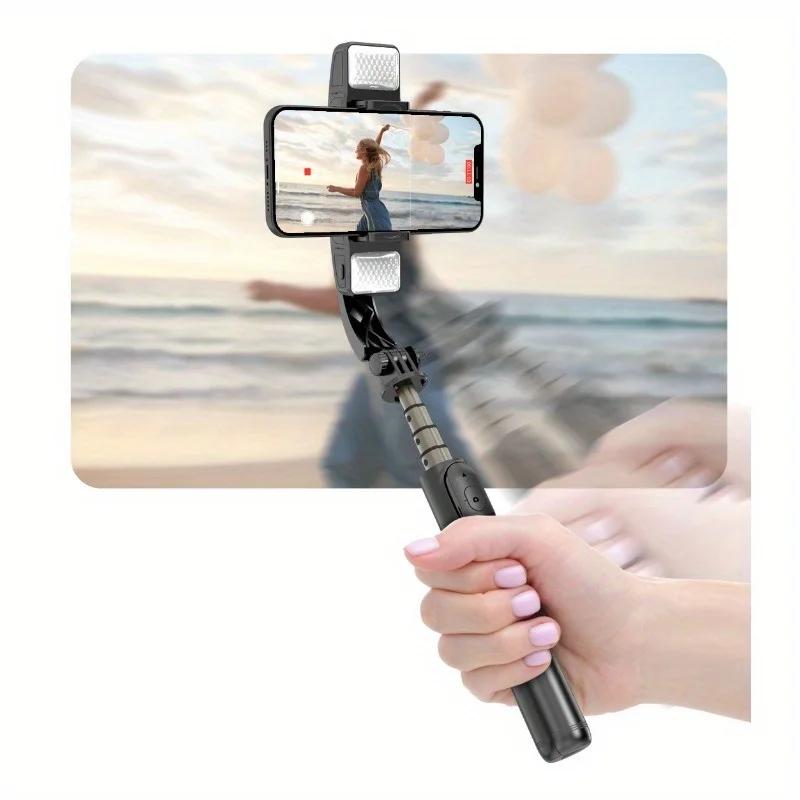 Handheld gimbal stabilizer with dual fill light, selfie stick, single-axis stabilizer, smart bracket, smooth shooting
