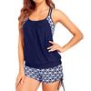 2Pcs/Set Women Swimsuit Set Double Tying Vest Leopard Print High Waist Shorts Set Beach Pool Bikini Set