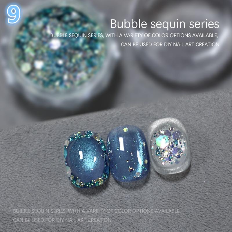 1Jar Bubble Nail Glitter Coarse Fine Mixed Large Glitter Irregular Hexagonal Sequin Diy Nail Jewelry Decoration Material