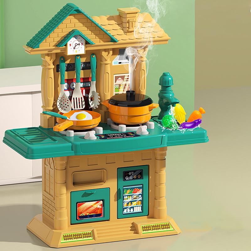 Pretend Playsets 45CM Educational Kitchen Toy Playset For Toddlers Children Villa kitchen Stove Gift For Kids