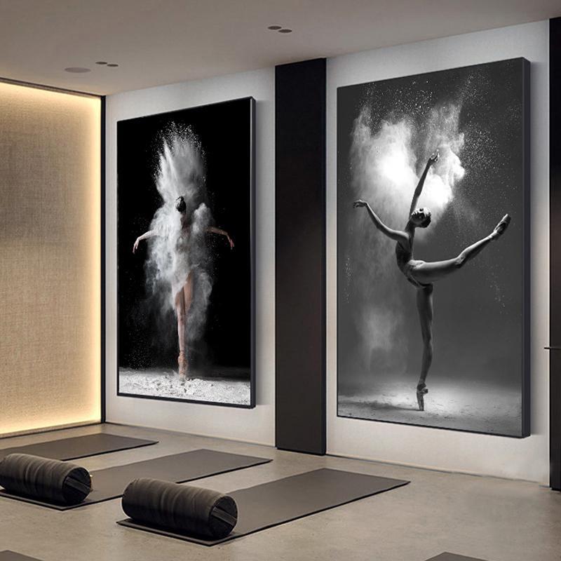 Black and White Ballet Dancer Canvas Painting Elegant Ballerina Pose Print Poster Wall Art Picture Dance Room Home Decor Cuadros