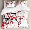 Japanese Duvet Cover Set,Branch Of A Flourishing Sakura Tree Flower Cherry Blossoms Spring Theme Art Japan Bedding Set Full Size