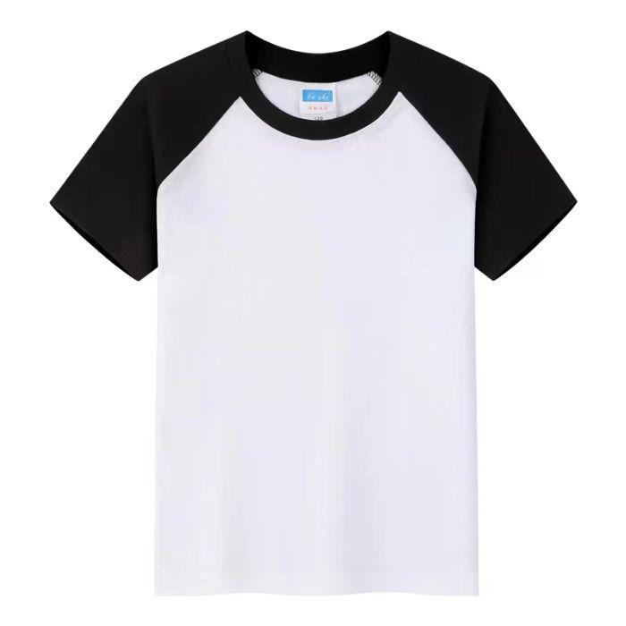 Kids Short-Sleeve Cotton Raglan T-Shirt – Custom Print, Logo Design, Casual Summer Wear 150 cm чёрный