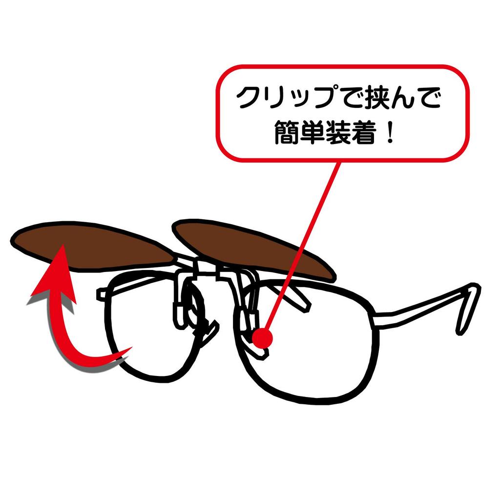 Captain Stag Polarized Black (CAPTAIN STAG) Men's Clip-on Sunglasses, Gray, CSC-001-1,