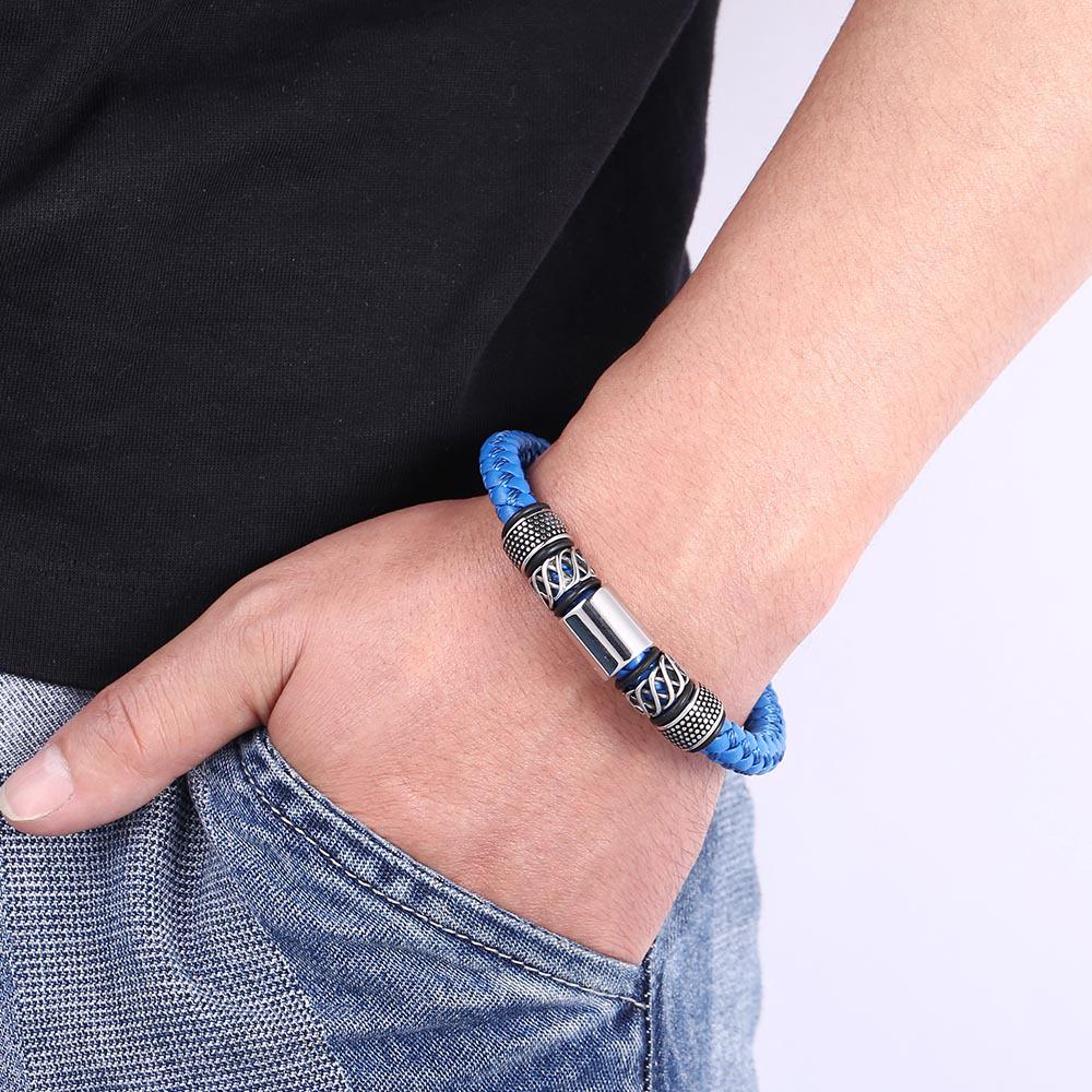 European Retro Woven Leather Bracelet - New Punk Style, 4 Colors Available