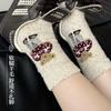 Wool Socks Thickened Socks Cute Flocked Bear Medium Tube Socks Winter Warm Stockings