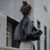 Modische locker sitzende kurze PU-Lederjacke für Damen – Vintage-Mantel im koreanischen Stil