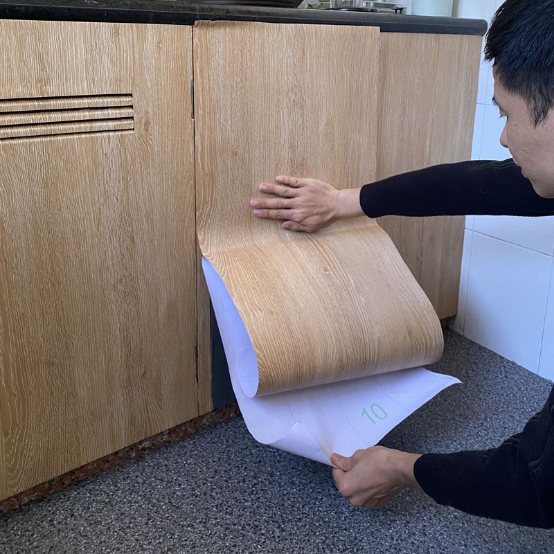 55cm Wide Wood Grain Home Decor Furniture Waterproof Vinyl Wall Sticker Self Adhesive PVC Wallpaper Kitchen Cabinet Door Sticker