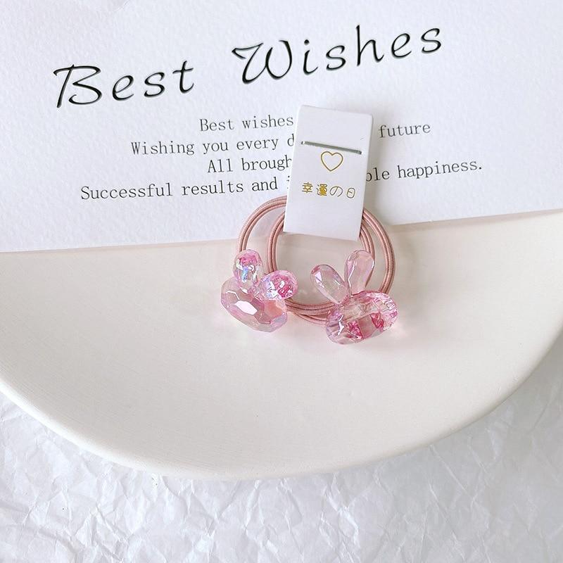 

1 пара детских резинок для волос, милые милые цветочные сердечки, медвежонок, хрустальные веревки для волос для маленьких девочек, аксессуары для волос для маленьких девочек