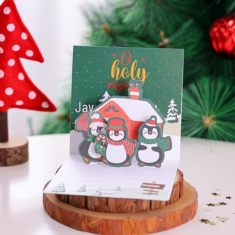 3D Christmas Pop-Up Greeting Card for Thanksgiving Holiday Blessings, DIY Christmas Eve, Handwritten Blank Card for Teacher Gift